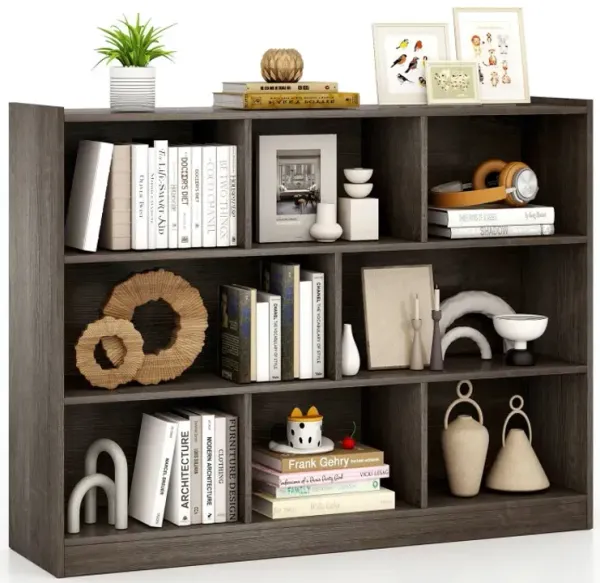 3-Tier Open Bookcase 8-Cube Floor Standing Storage Shelves