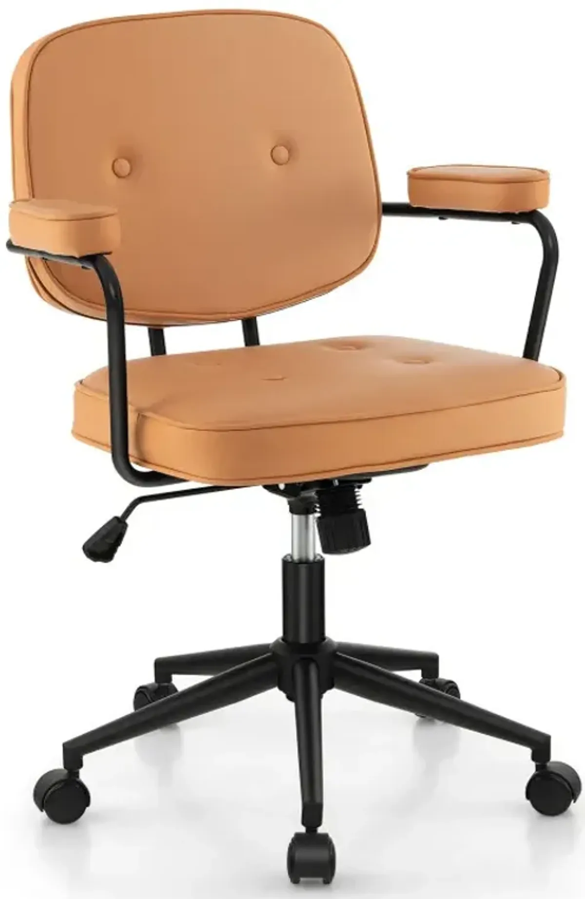 PU Leather Office Chair with Rocking Backrest and Ergonomic Armrest