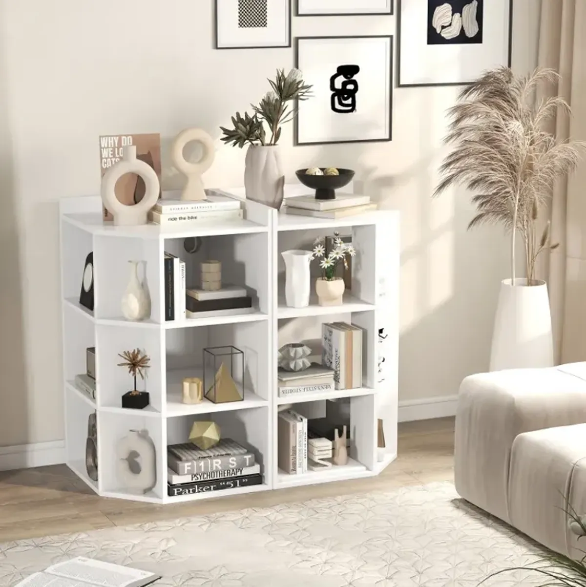 3-Tier Corner Cabinet with Charging Station for Bedroom
