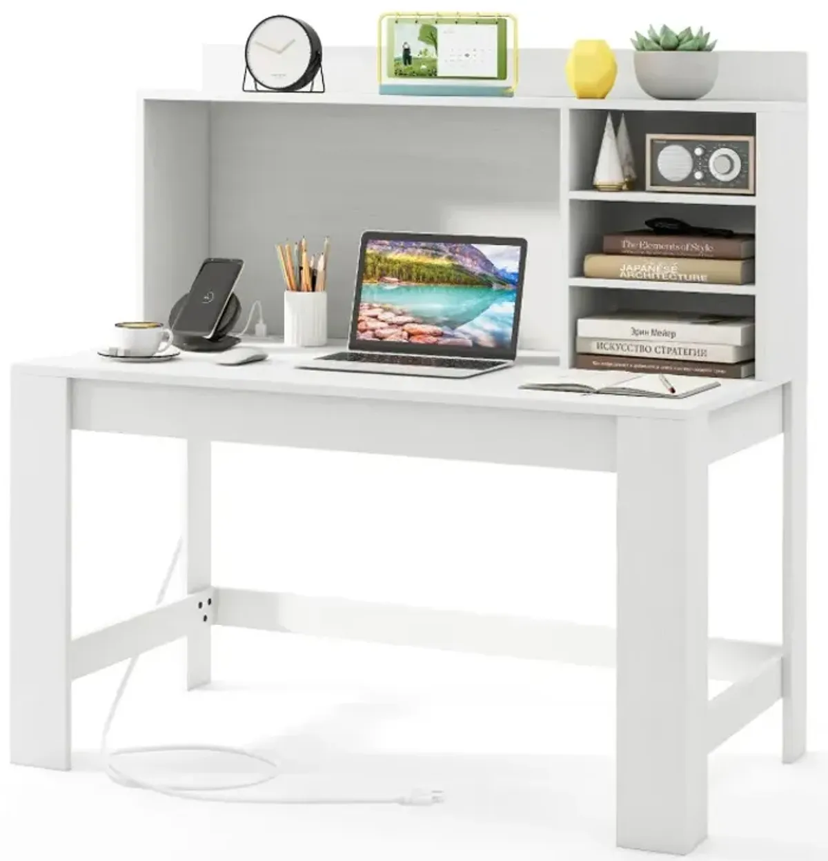48 Inch Writing Computer Desk with Anti-Tipping Kits and Cable Management Hole