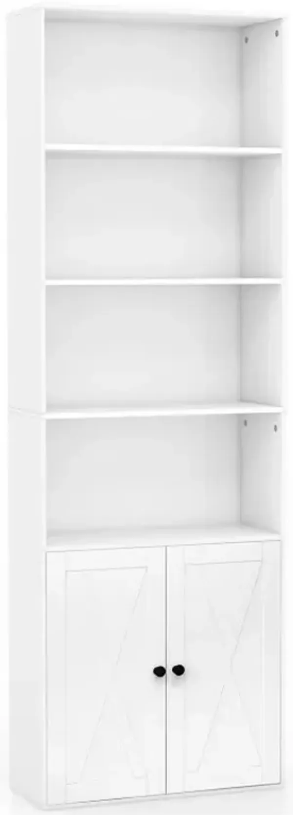 71 Inch Freestanding Bookshelf with 6 Shelves and 2-Door Cabinet