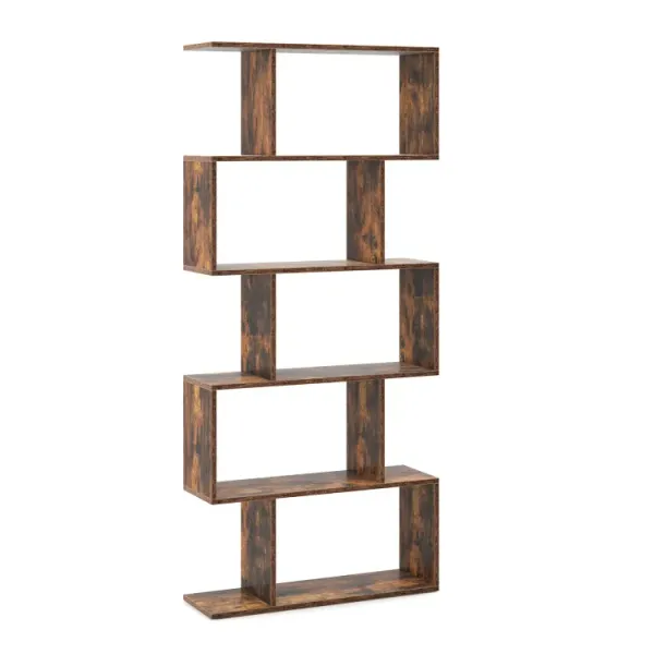 5-Tier Bookshelf with Anti-Toppling Device for Living Room Home Office