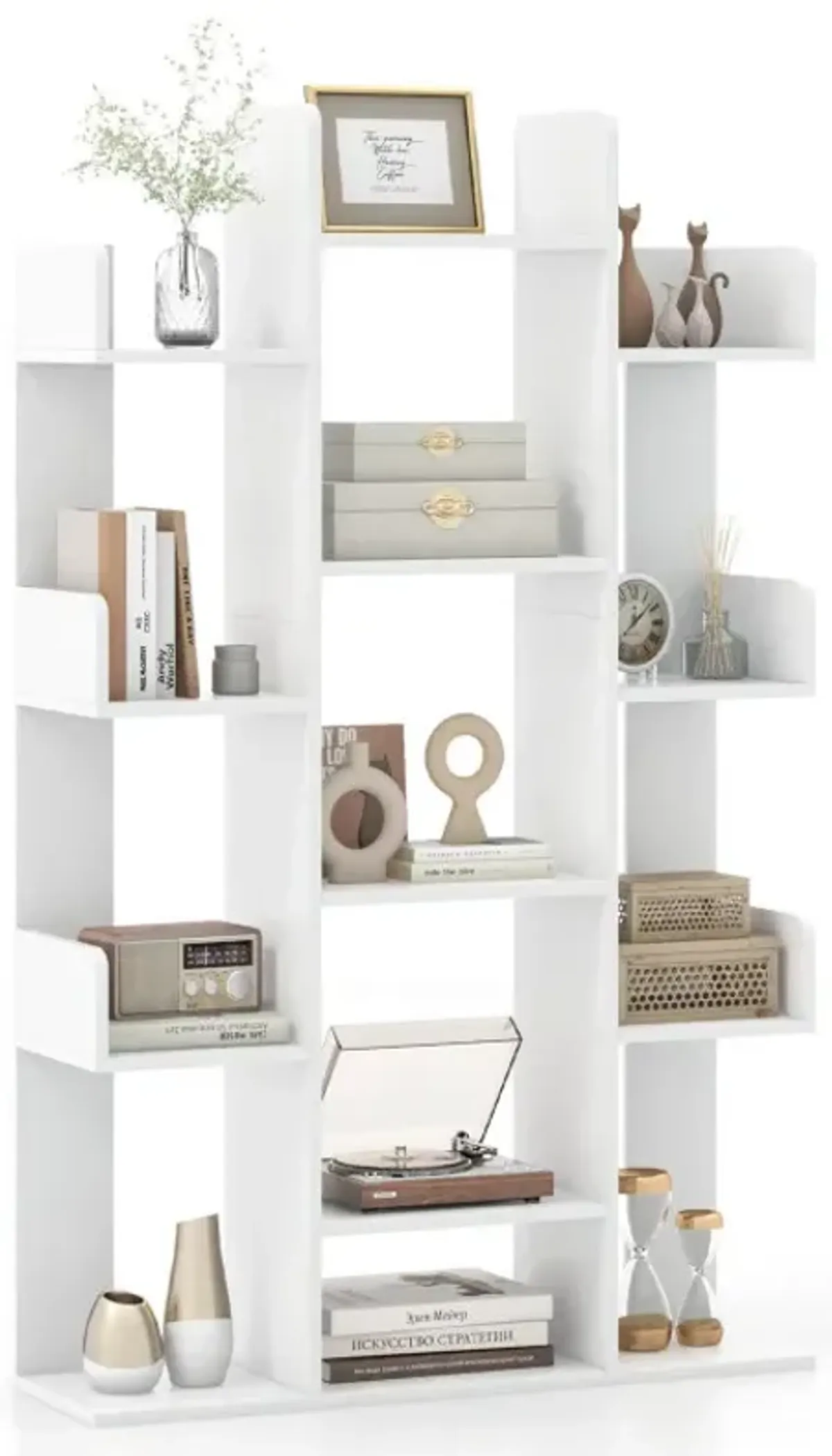 Tree-Shaped Bookshelf with 13 Compartments for Home Office