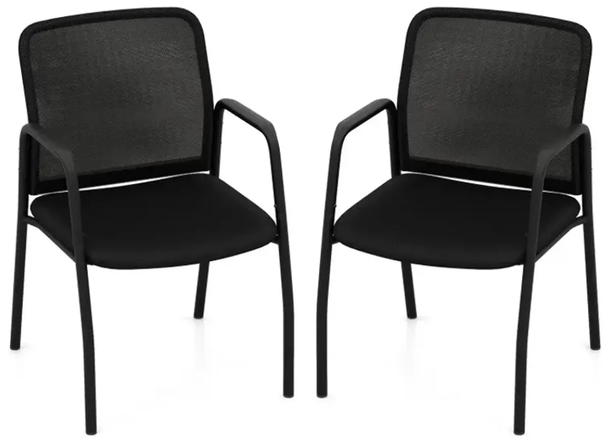 Waiting Room Chair Set of 2 Office Guest Chairs with Ergonomic Mesh Backrest