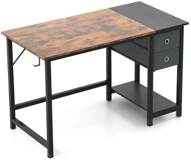 48/55-Inch Home Office Desk with 2 Drawers Hanging Hook