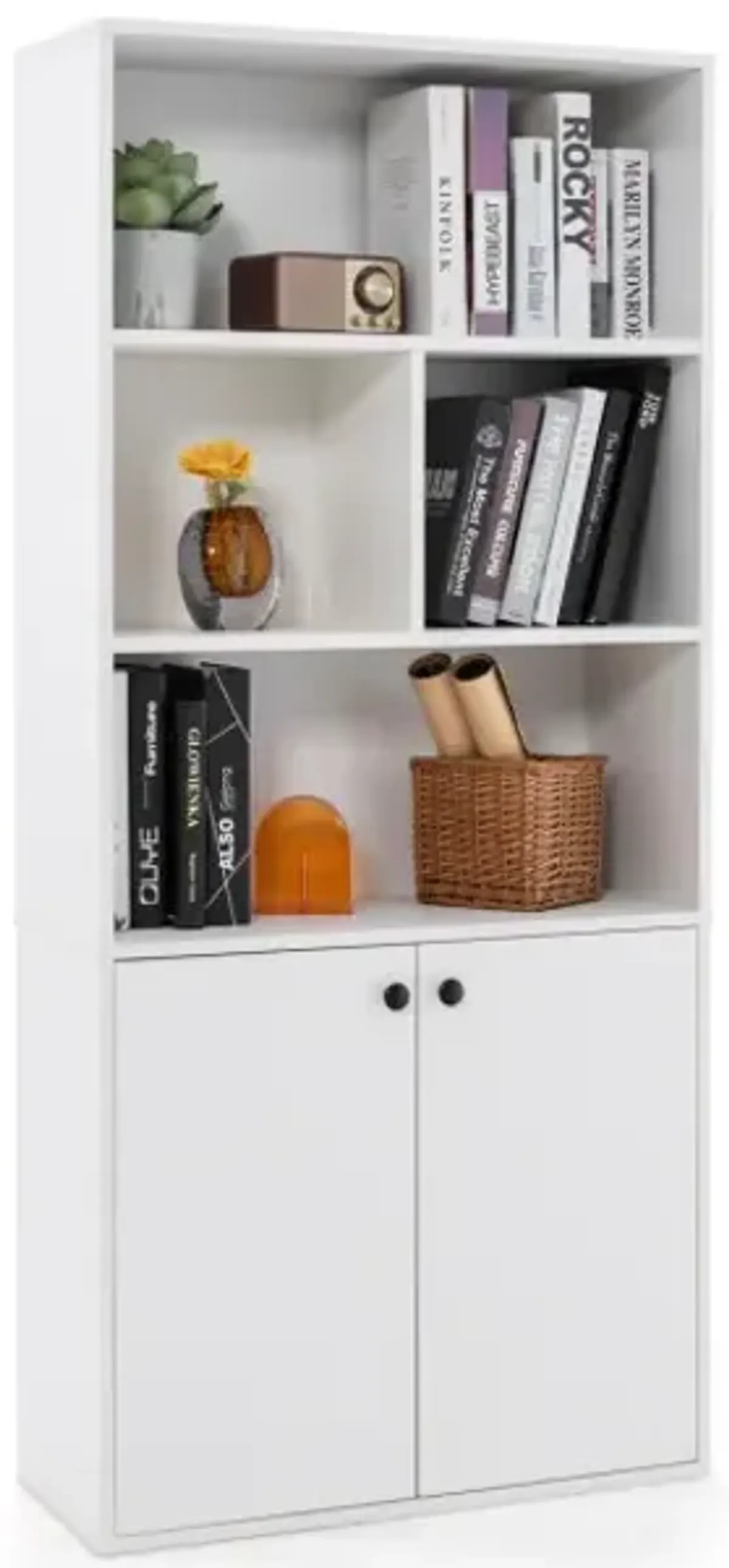 5-Tier Freestanding Bookcase with Open Cubes and Adjustable Shelf