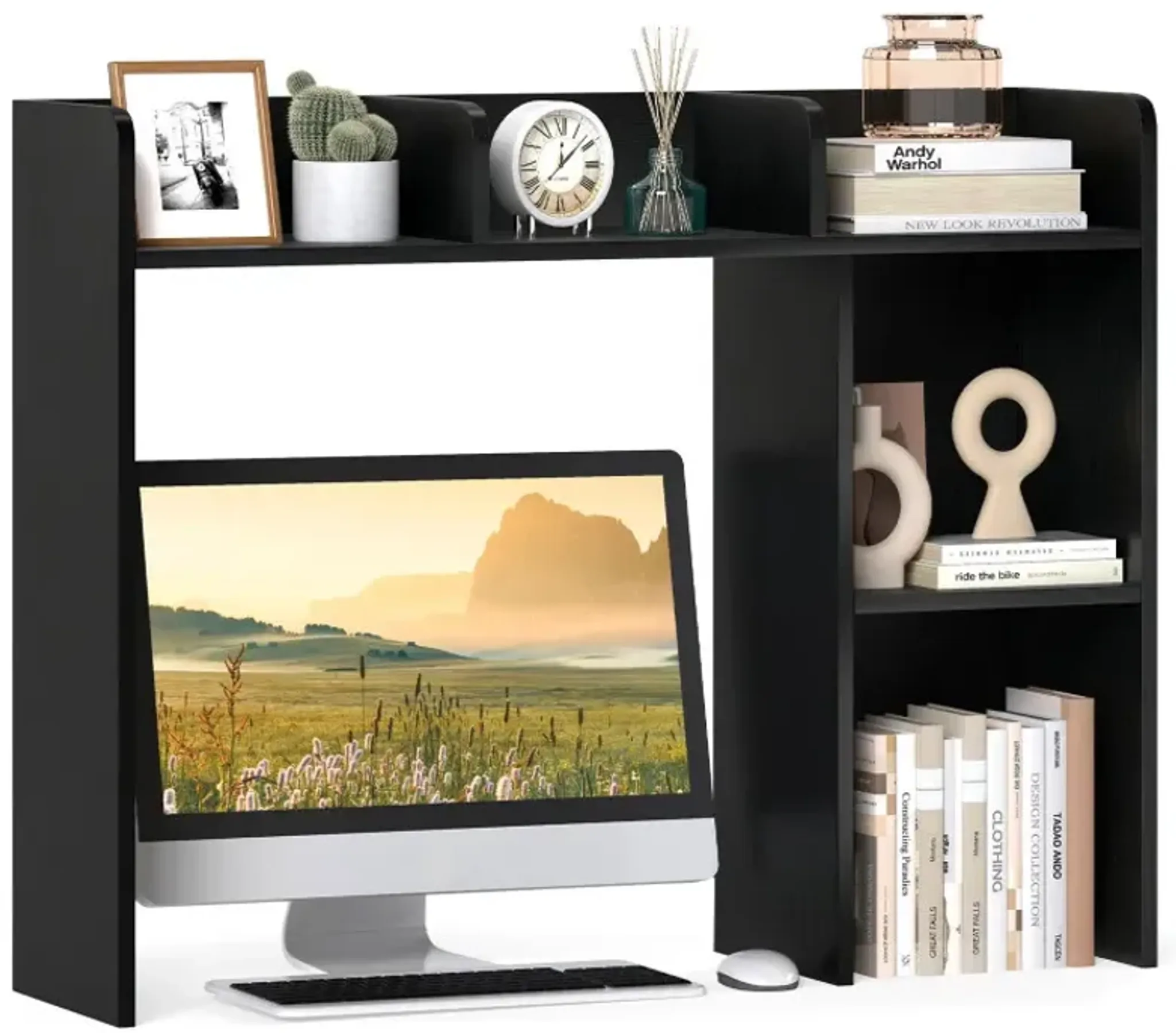3-Tier Multipurpose Desk Bookshelf with 4 Shelves | Furniture.com