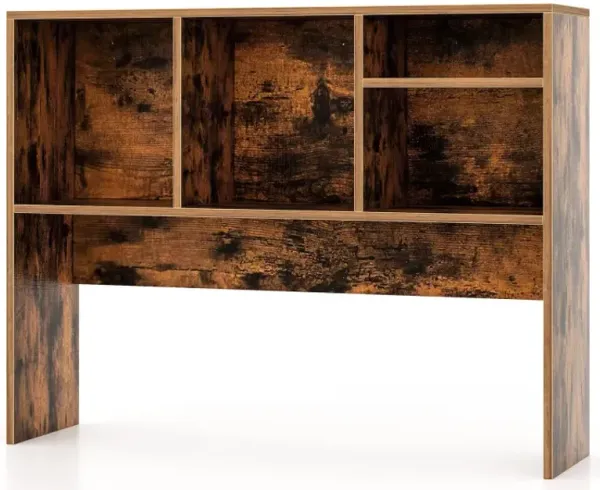 Computer Desktop Bookcase with 4 Cubbies and Open Back Compartment