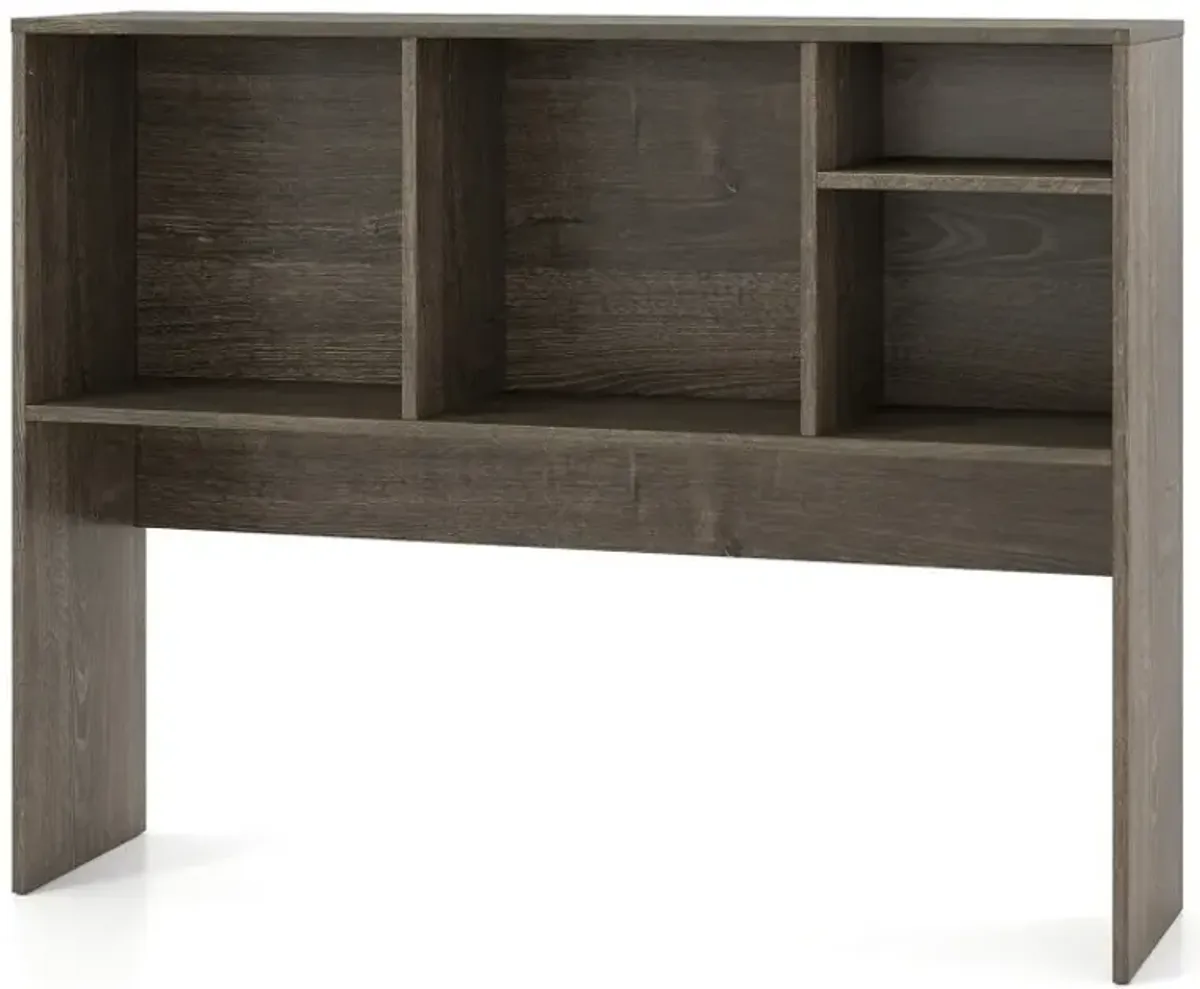 Computer Desktop Bookcase with 4 Cubbies and Open Back Compartment