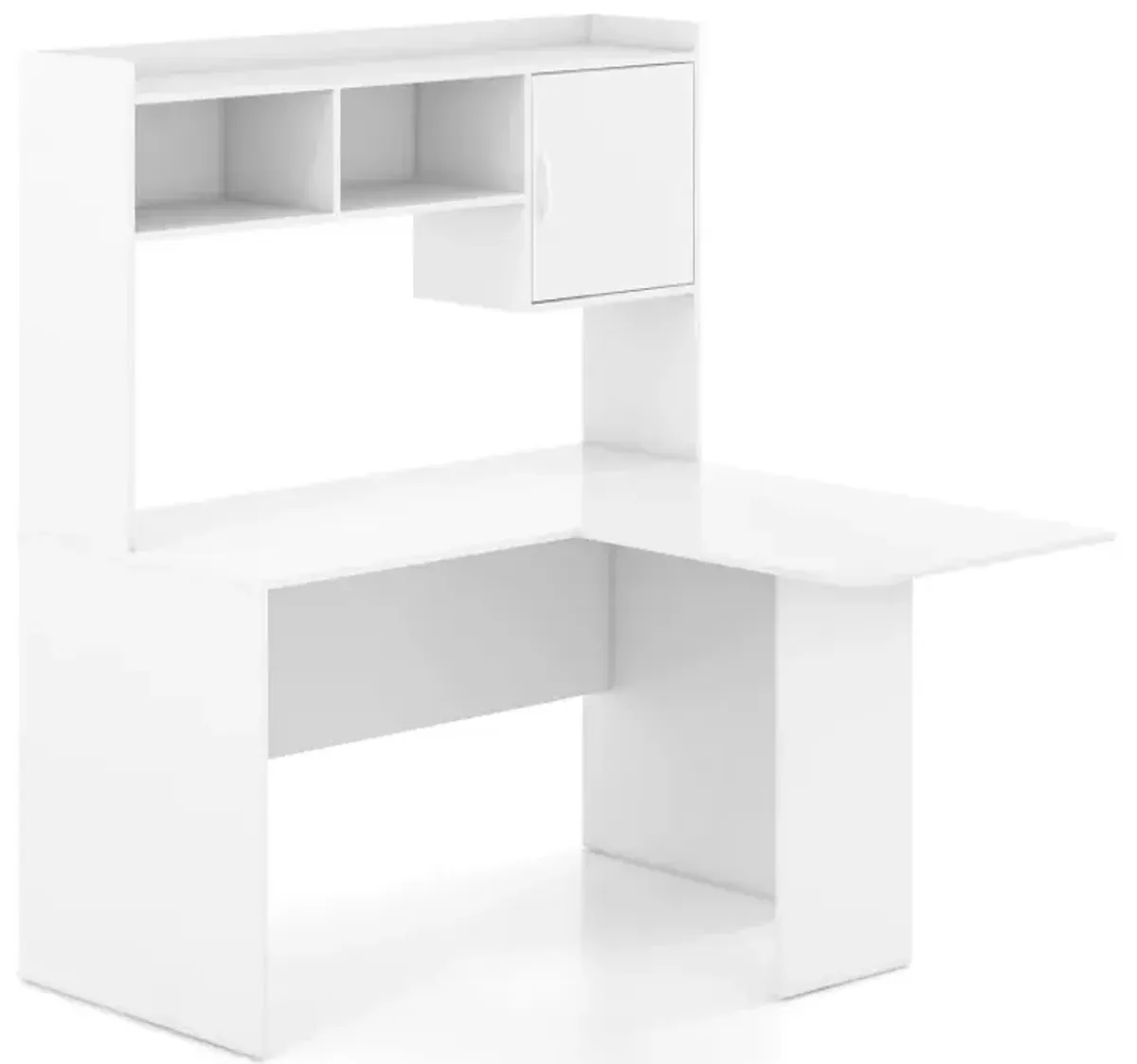 L-Shaped Desk Corner Computer Desk with Open Storage Hutch and Cabinet
