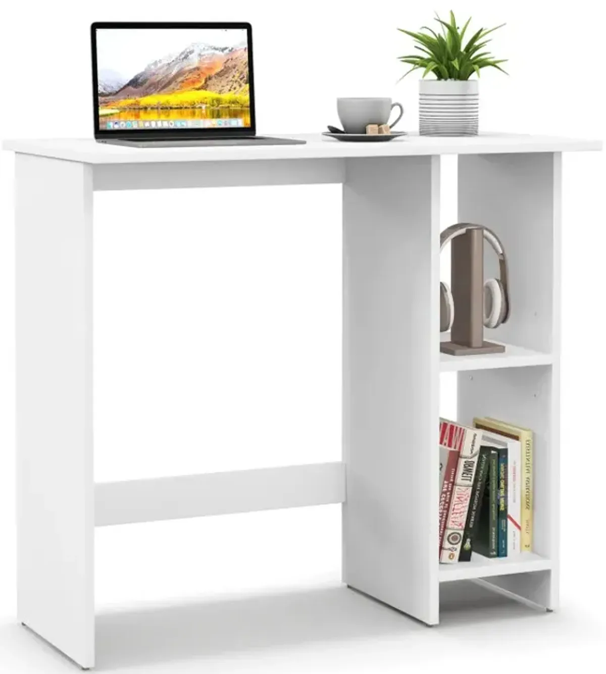 Small Computer Desk with Storage and Adjustable Shelf