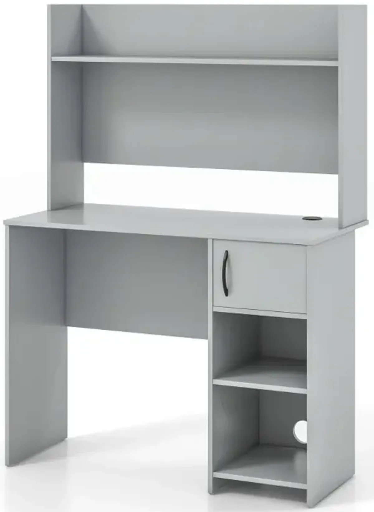 Home Office Desk with Raised Display Shelf and 2 Open Shelves
