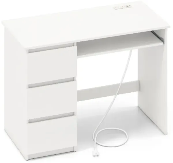 Computer Desk with Power Outlet Keyboard Tray and 3 Large Drawers