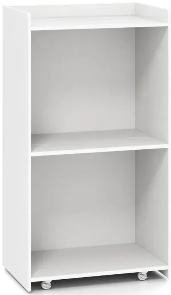 Rolling Podium Stand with 2 Shelves and Lockable Wheels