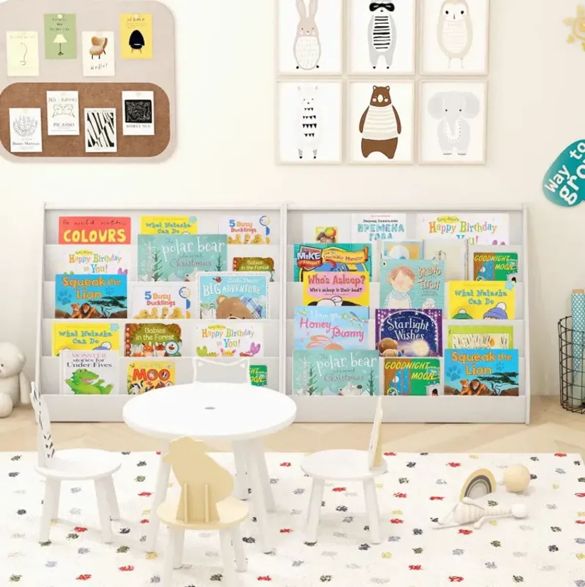 5-Tier Kids Bookshelf with Deep Compartments and Stable Baby Book Case