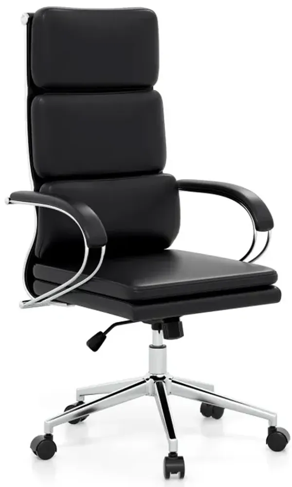 Ergonomic Leather Office Chair with Adjustable Height and Rocking Function