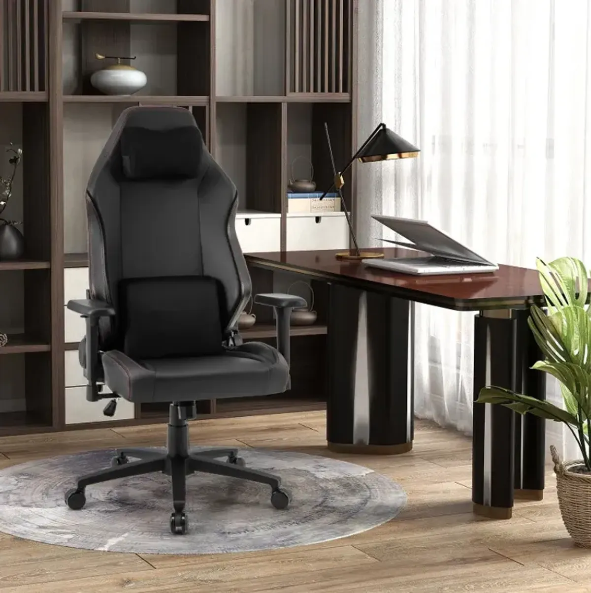 Ergonomic High Back Computer Chair with Magnetic Headrest and Lumbar Pillow