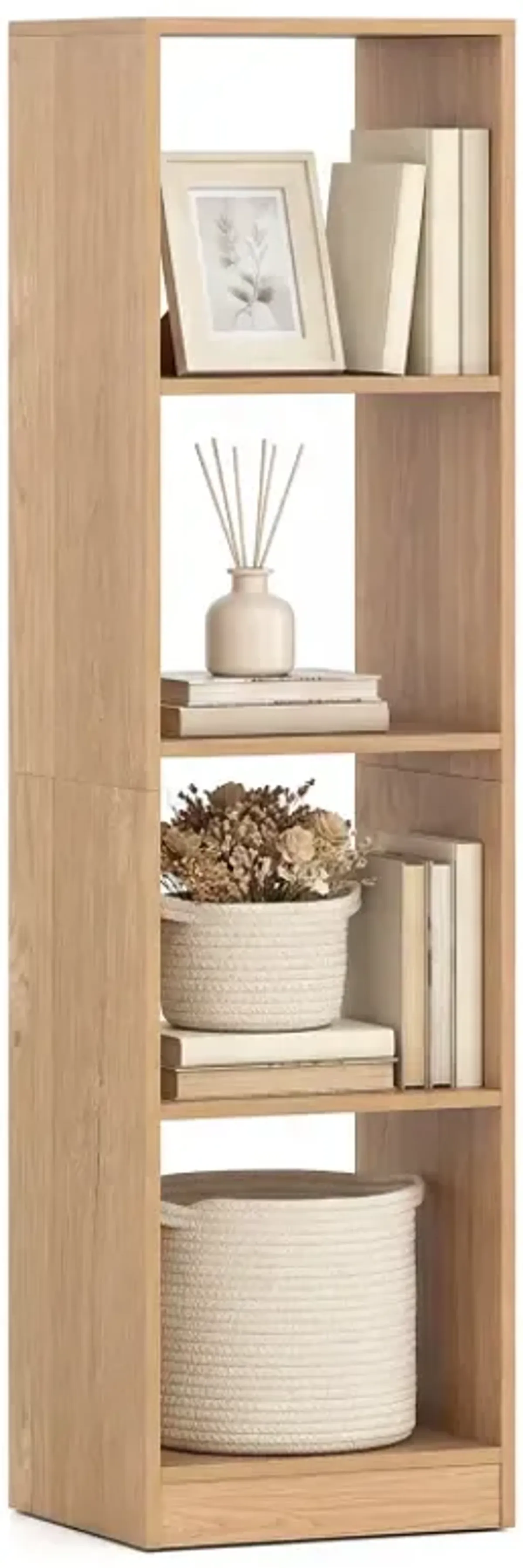 5 Tiers 4-Cube Narrow Bookshelf with 4 Anti-Tipping Kits