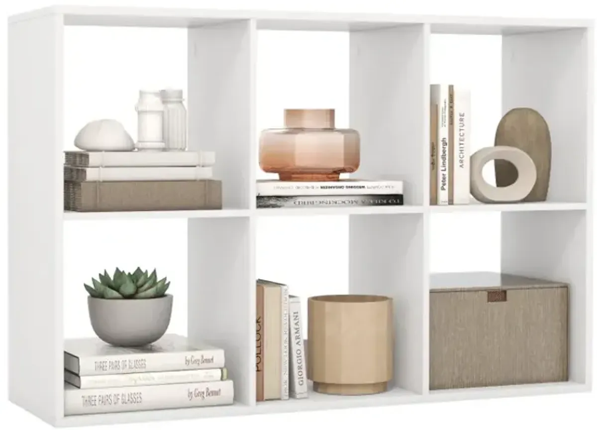 6 Cube Bookshelf with Back Guardrail for Living Room Bedroom