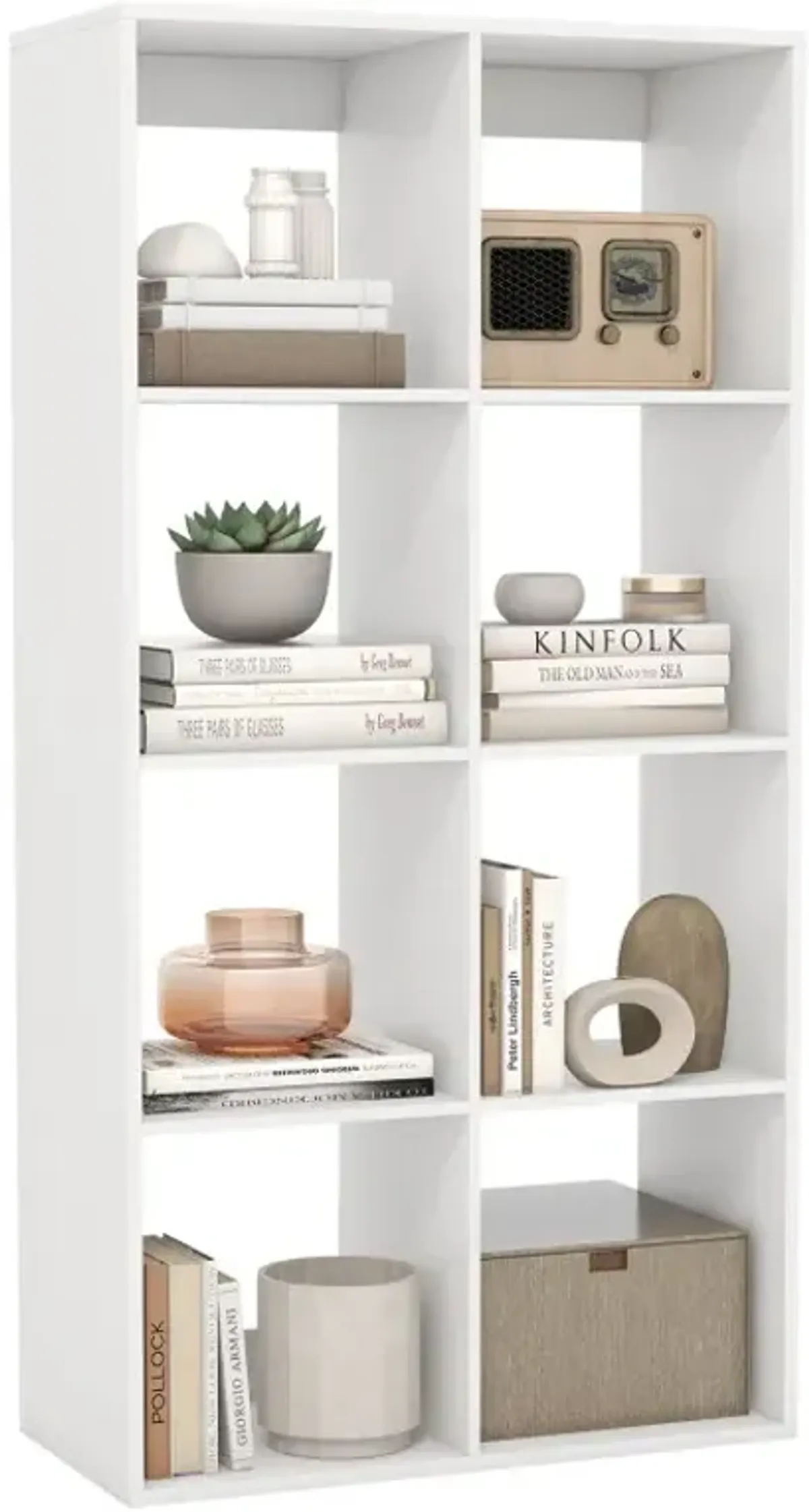 8 Cube Bookshelf with Back Guardrail for Living Room Bedroom