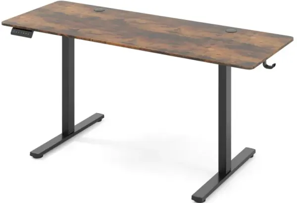 Electric Standing Desk with 3 Memory Heights and 2 Hanging Hooks and Cable Holes