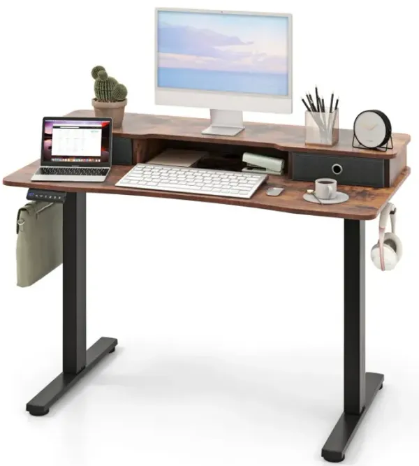 48 Inch x 24 Inch Height Adjustable Electric Standing Desk with 2 Drawers