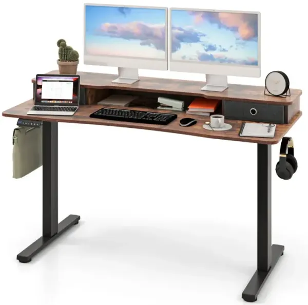 55 Inch x 24 Inch Height Adjustable Electric Standing Desk with 2 Drawers