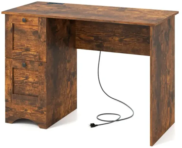 Wooden Computer Desk Workstation with 2 Drawers for Home and Office