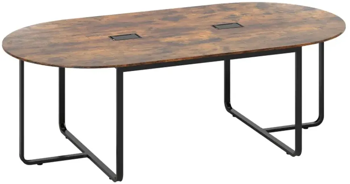 95 Inches Oval Conference Industrial Executive Table with Dual Cable Holes