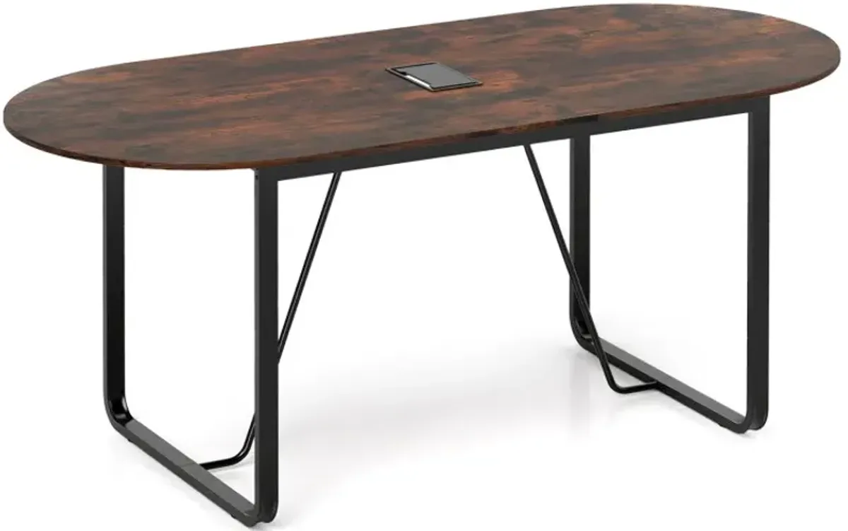 71 Inches Executive Table Oval Home Office Table with Cable Management Hole