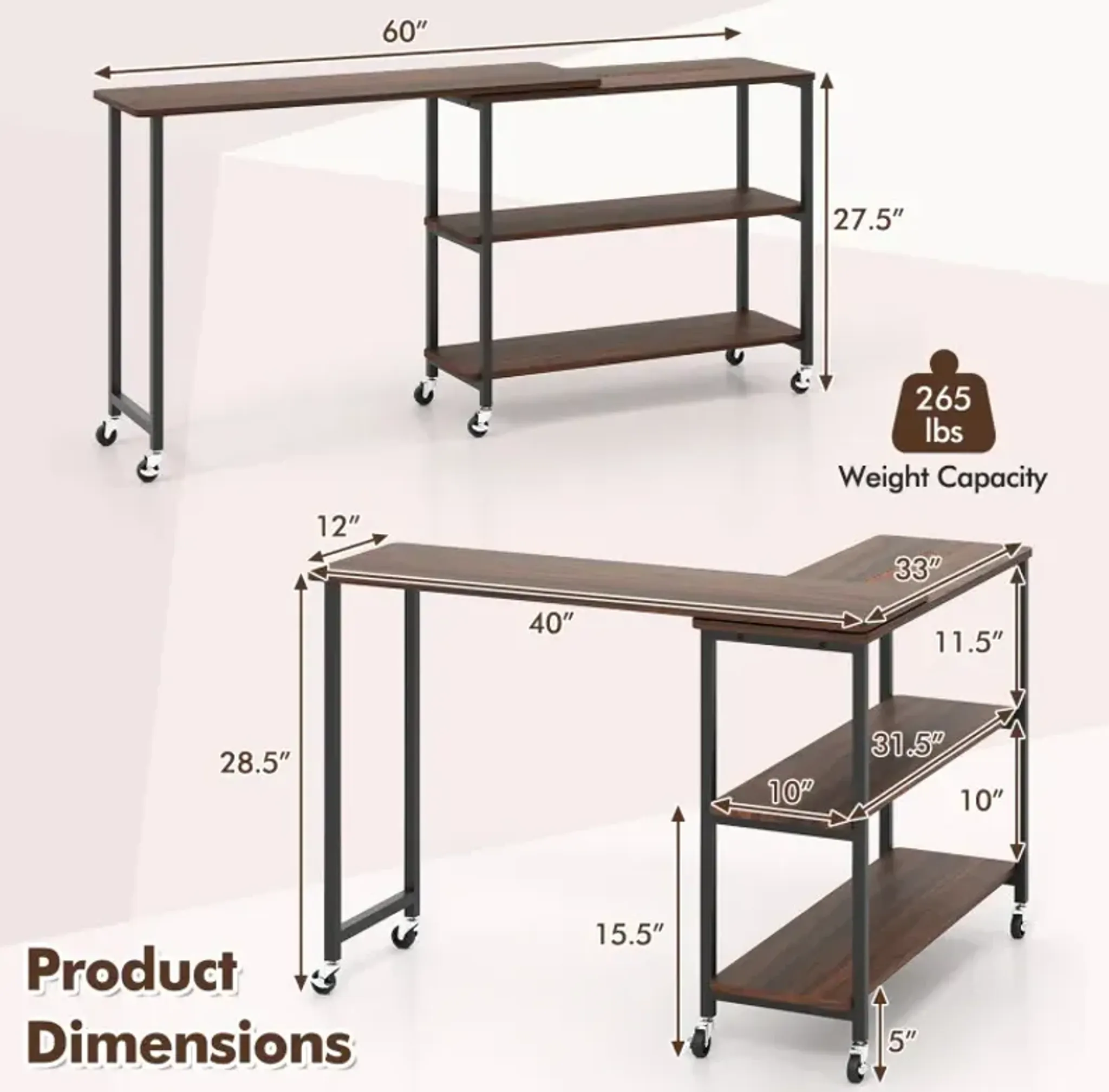 Patented Large 360 Degree Free Rotating Sofa Side Table With Wheels And ...