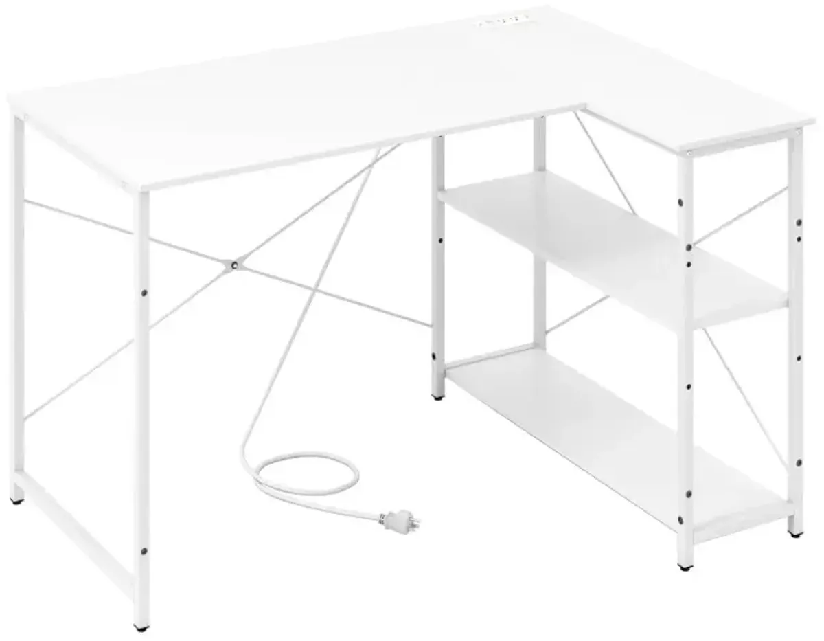 L-shaped 47 Inch Reversible Corner Desk with Adjustable Storage Shelves