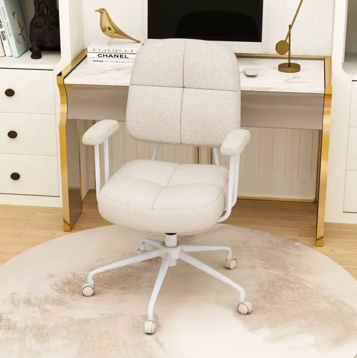 Leathaire Upholstered Task Home Office Chair with Cushioned Back