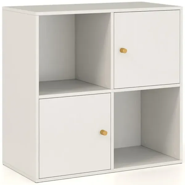 4-Cube Bookcase 3-Tier Bookshelf with Dual Anti-Tipping Kits and 2 Cabinets