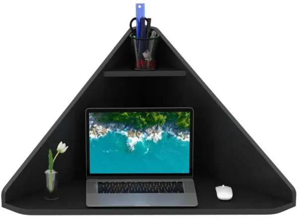 Floating Triangular Corner Computer Desk with Storage Shelf