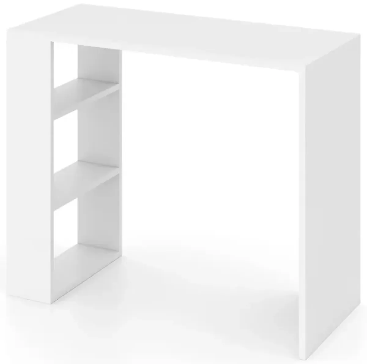 36 Inch White Computer Desk with 3 Open Shelves for Home Office Study