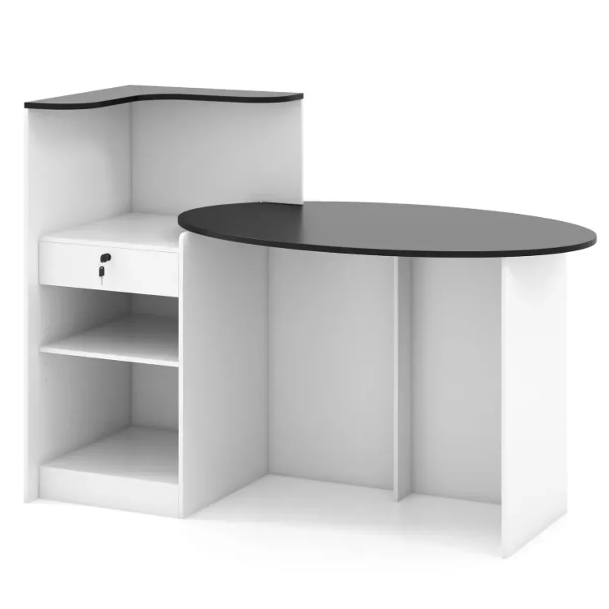 Modern Reception Desk Front Counter Desk with Oval Tabletop