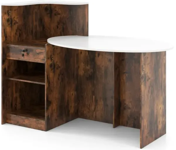 Modern Reception Desk Front Counter Desk with Oval Tabletop