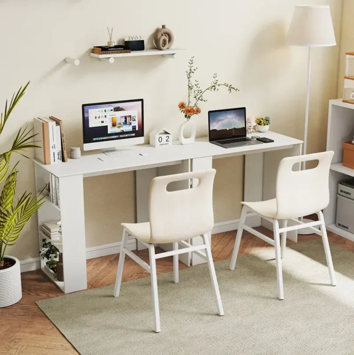 Computer Desk with Bookshelf for Small Space