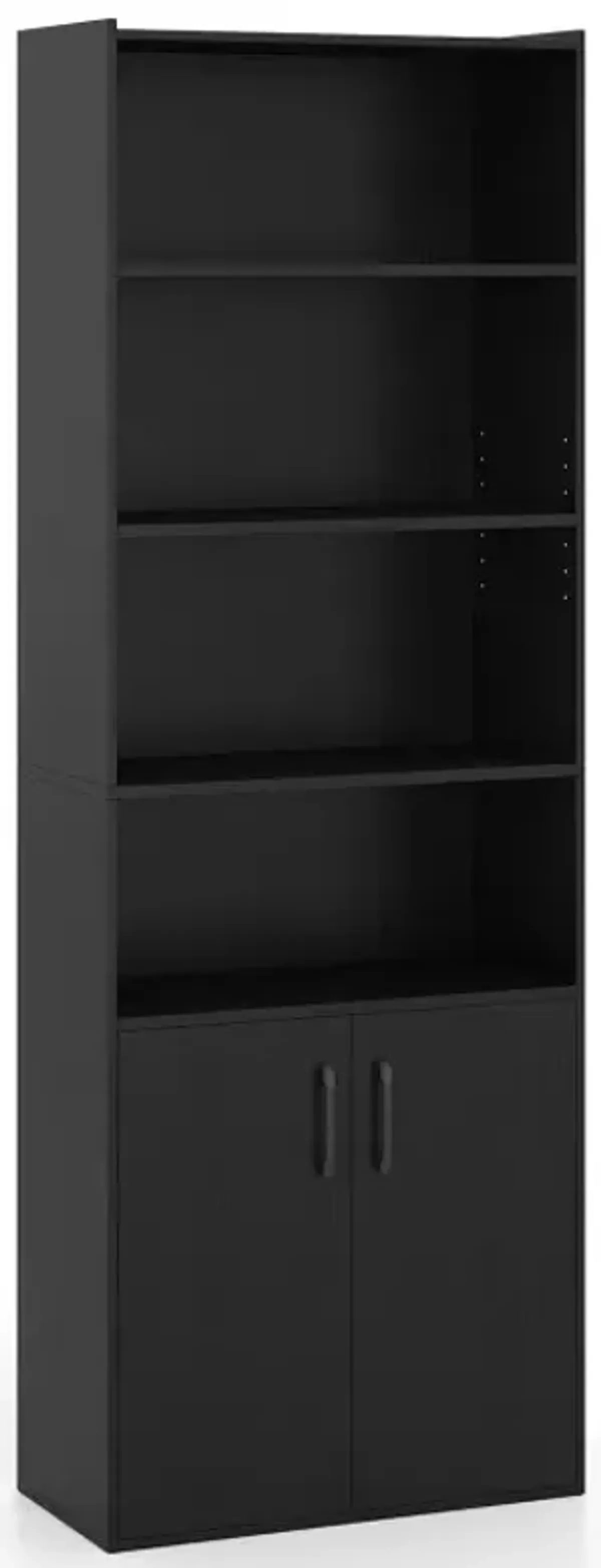 70 Inch Bookcase 6-Tier with Adjustable Shelves and 2-Door Cabinet