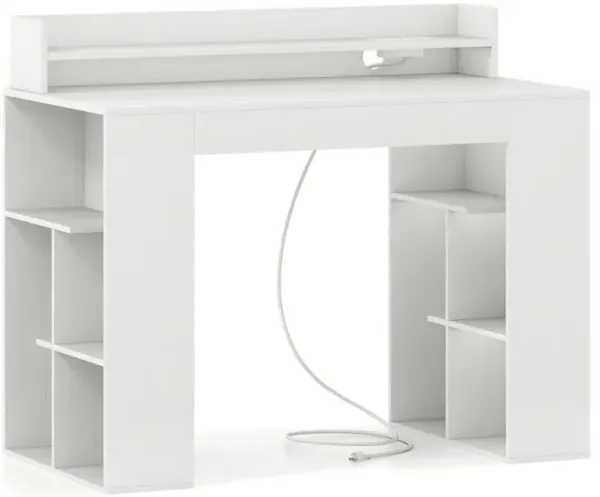 43 Inch Computer Desk with Power Outlets and 2 Bookcases