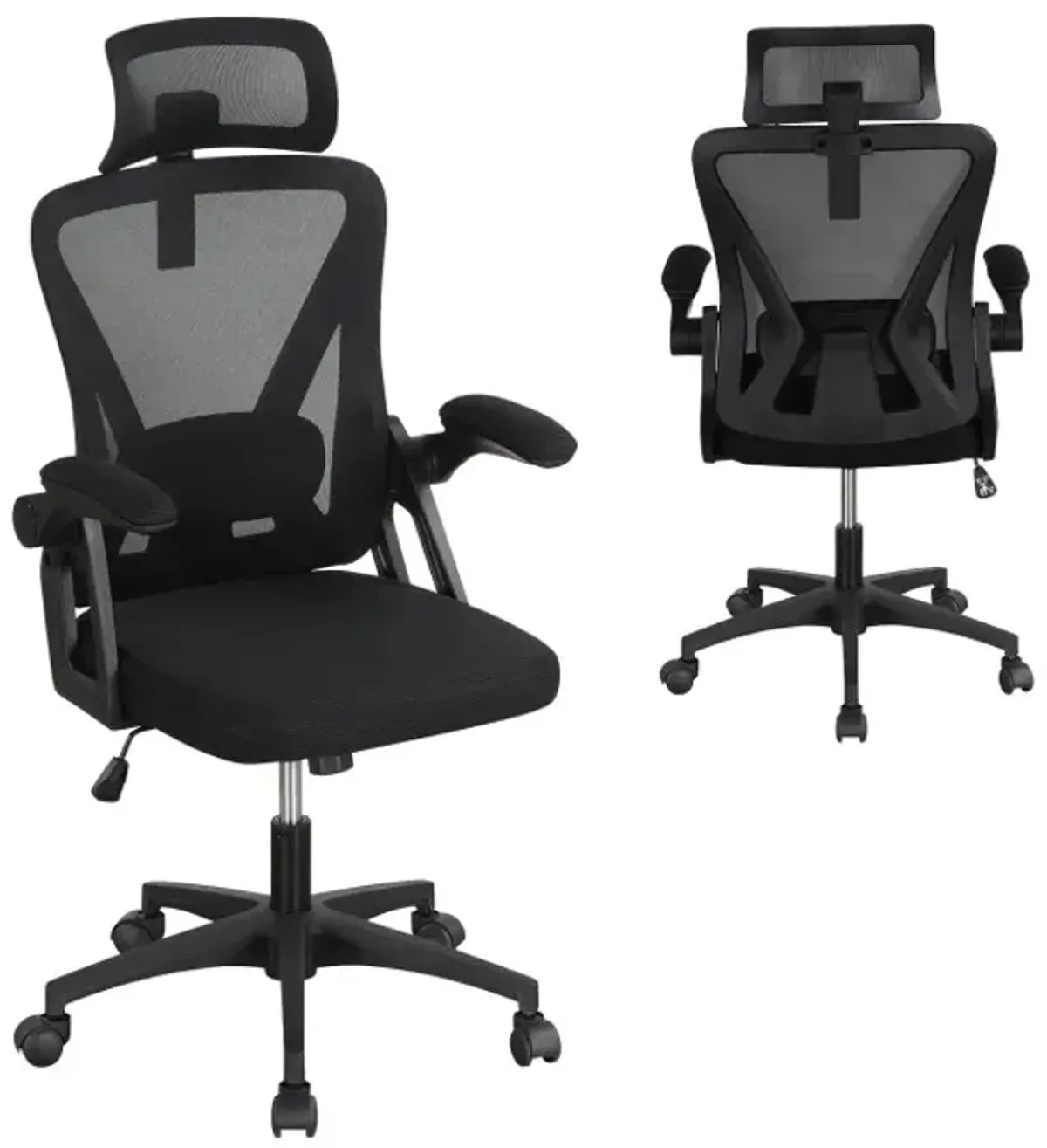 Ergonomic Mesh Office Chair with Adjustable Lumbar Support and Flip-up Armrests
