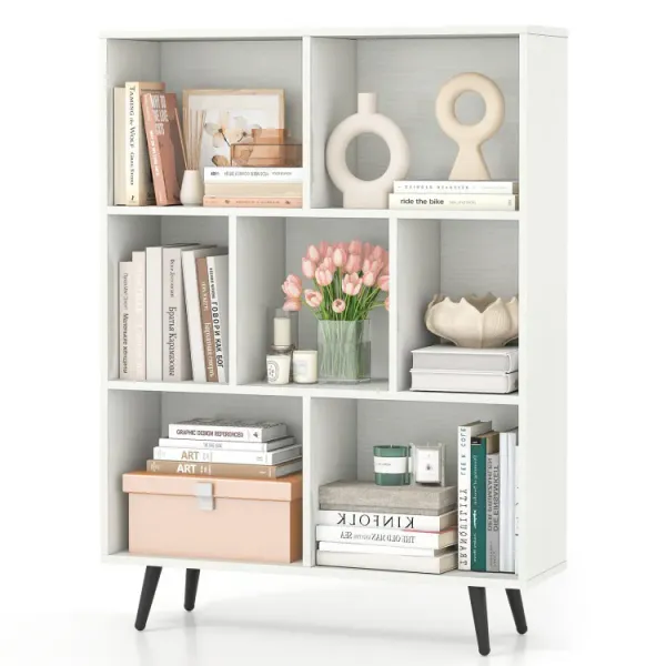 7/8/10-Cube Bookcase with 5 Tapered Metal Legs