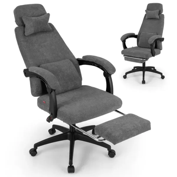Reclining Office Chair Chenille Fabric Upholstered Computer Desk Chair