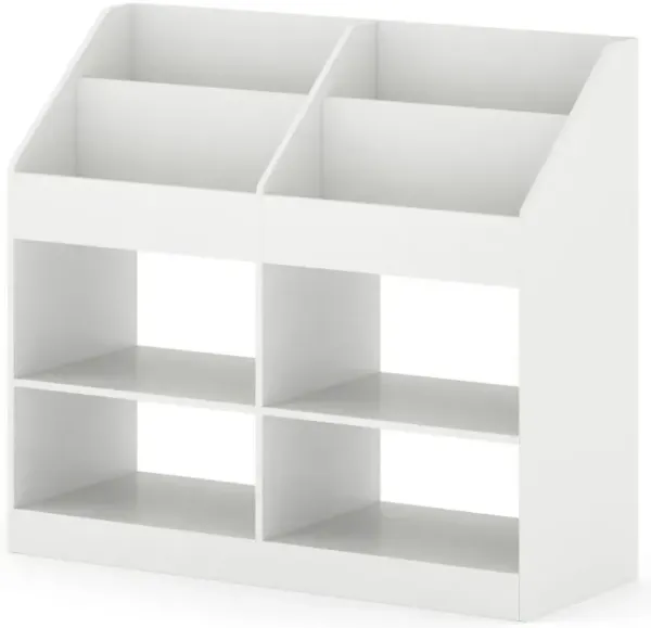 3-Tier Kid's Bookshelf Toy Storage Organizer with Display Rack and 4 Compartments