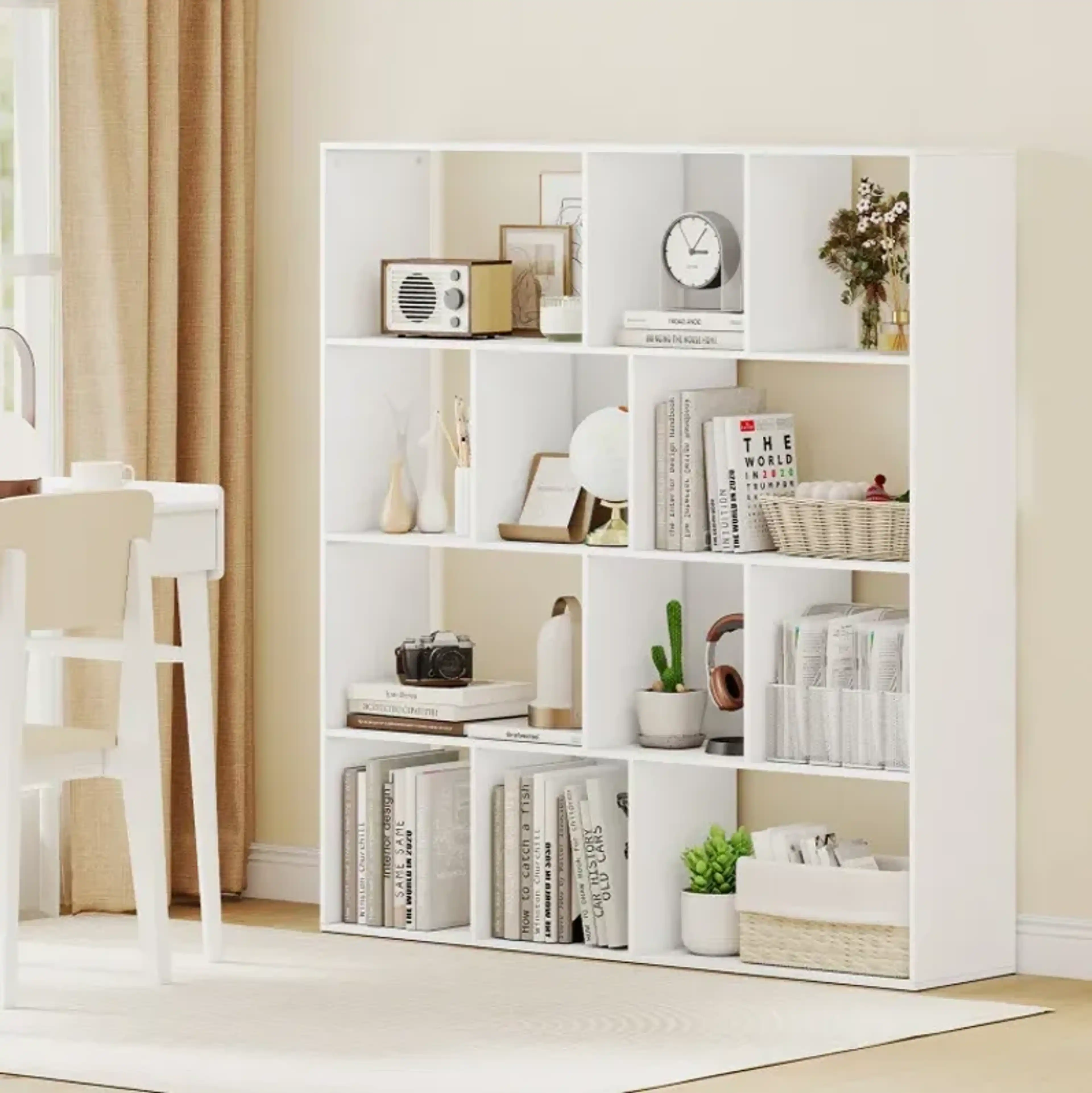 Open Shelf Bookcase 4 Tier Modern Bookshelf With 12 Storage ...