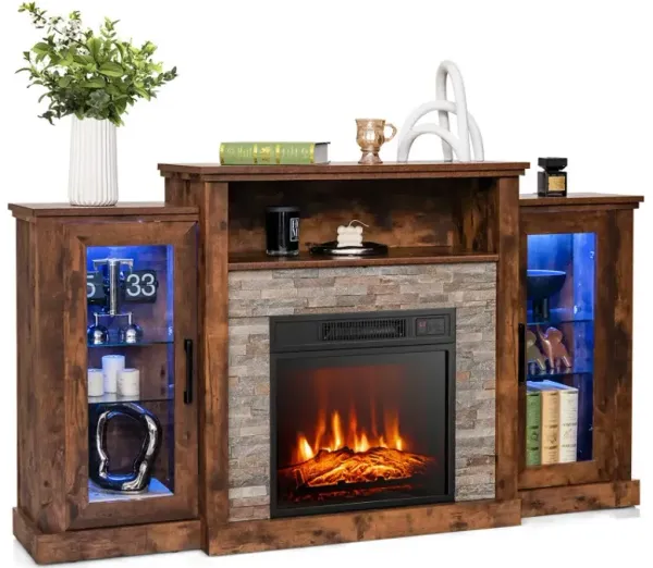 Electric Fireplace TV Stand with 16-Color Led Lights for TVs up to 65 Inch