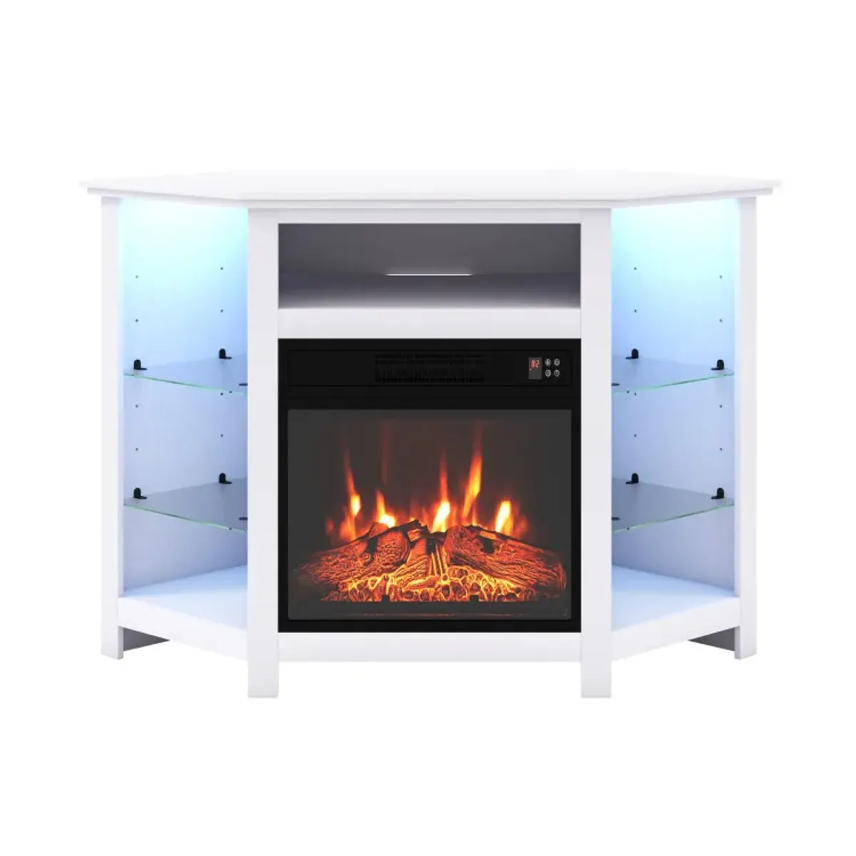 Fireplace Corner TV Stand with LED Lights and Smart APP Control for 50 Inches TV