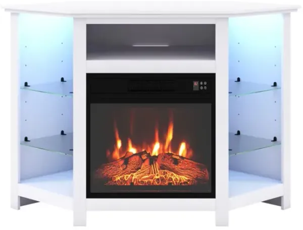 Fireplace Corner TV Stand with LED Lights and Smart APP Control for 50 Inches TV