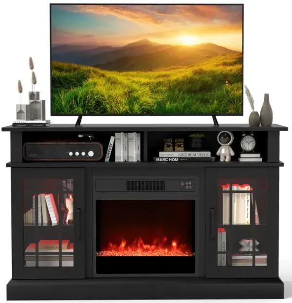 TV Stand with Electric Fireplace LED Lights and Remote Controls for TVs Up to 40 Inch